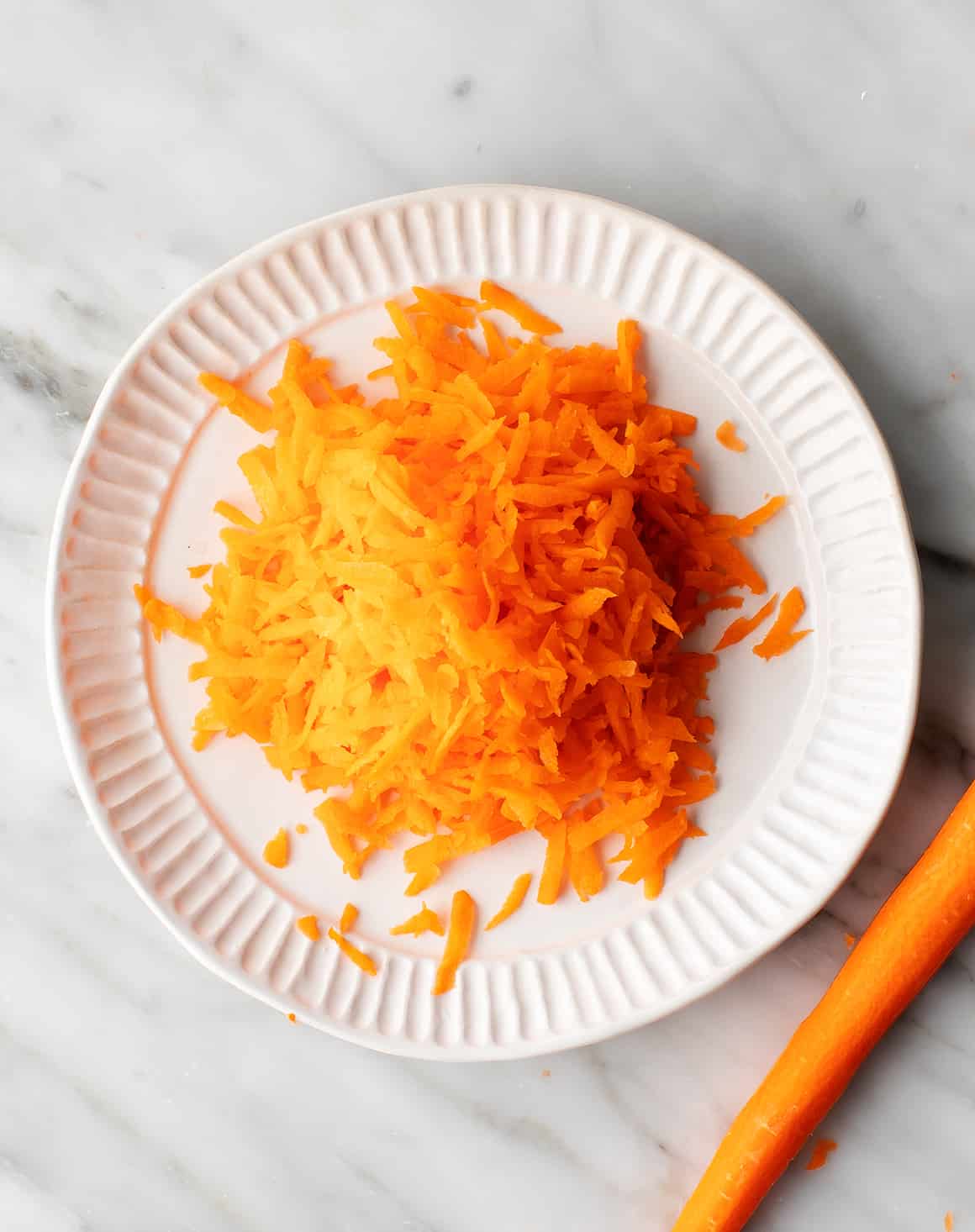 Plate of shredded carrots