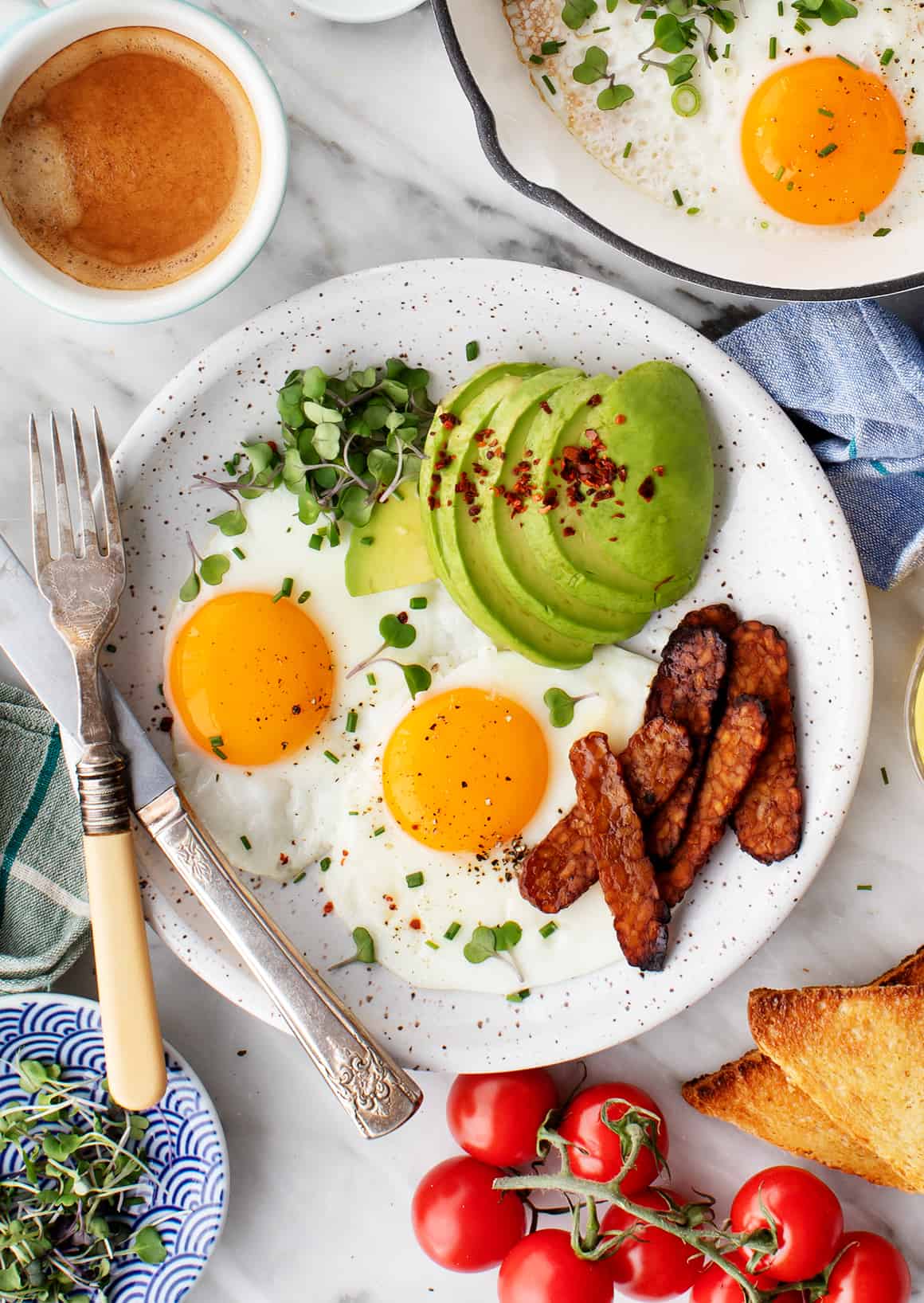 Sunny Side up Eggs with avocado and toast