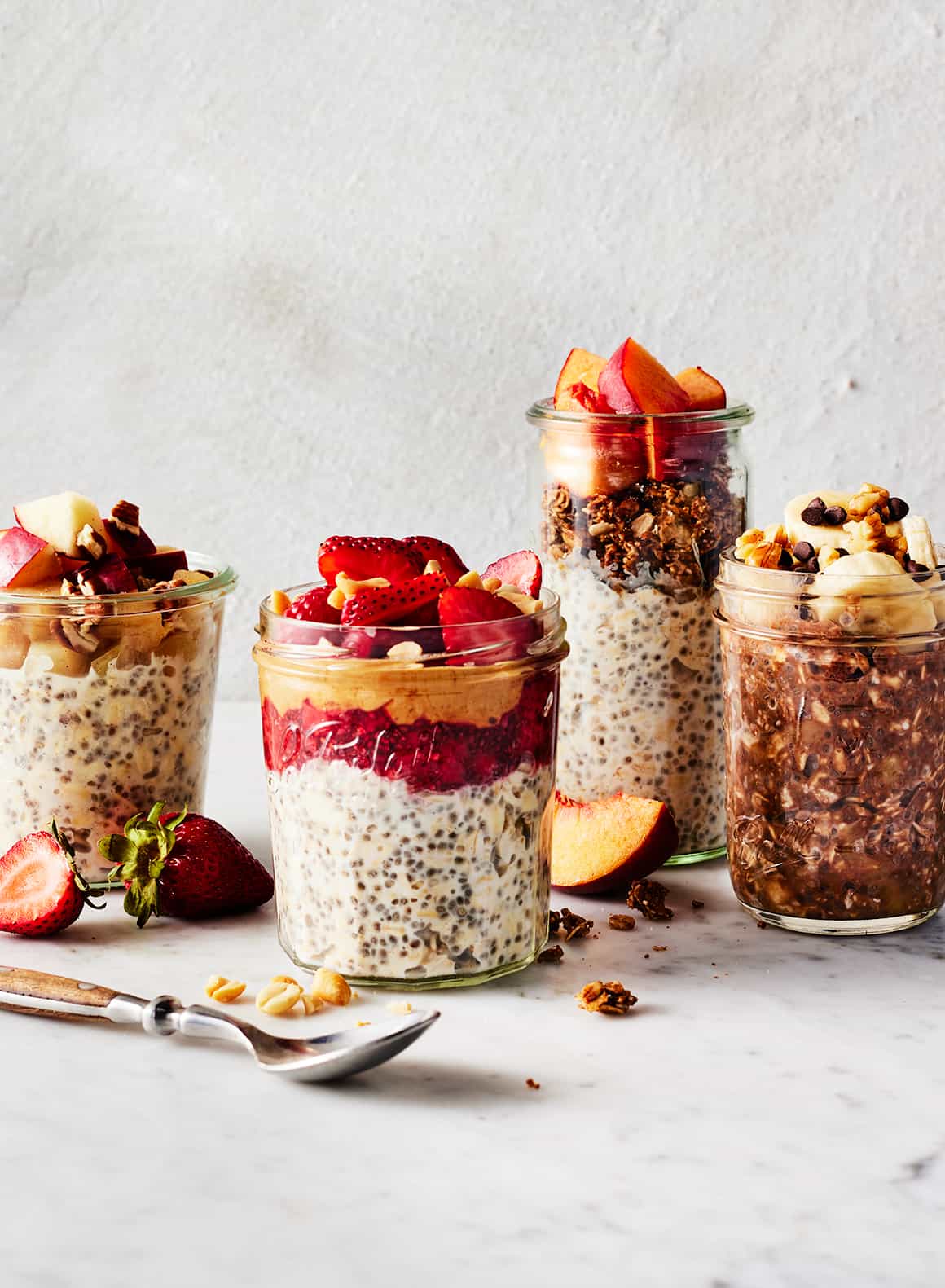 Four jars of overnight oats