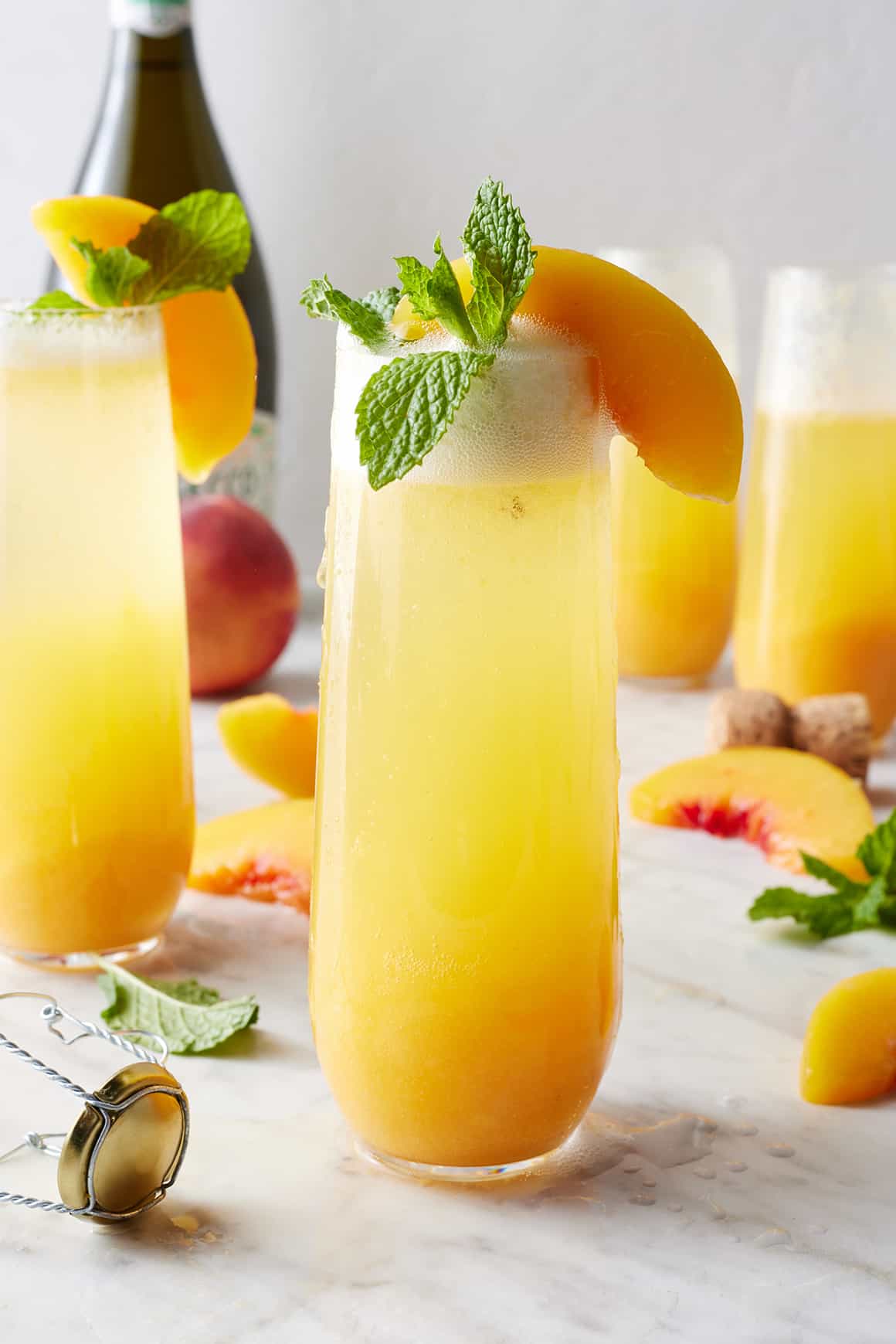 Peach bellini cocktail